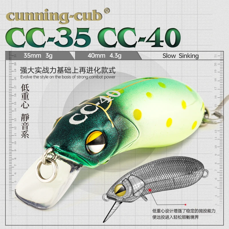 新款大河奔流CC35/CC40米诺摇滚小胖子路亚饵远投翘嘴缓沉硬假饵