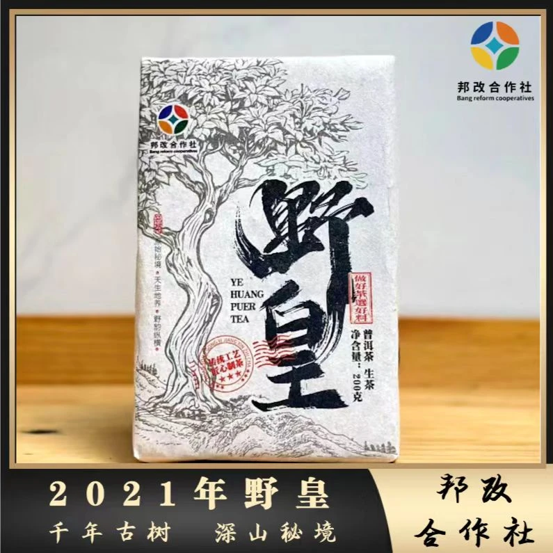 【邦改】2021年/秘境森林千年高杆黄金叶砖/普洱生茶/花果香荒野韵