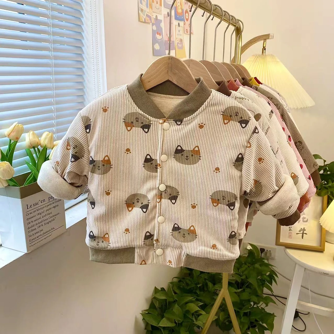 2025秋冬夹棉外套儿童棉袄宝宝棉服灯芯绒加厚保暖外穿过冬中小童