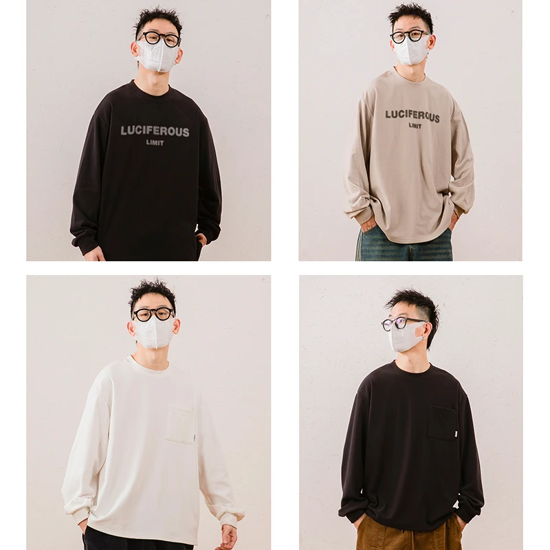 冬季长袖休闲百搭宽松圆领情侣简约潮流打底衫合集LF23276