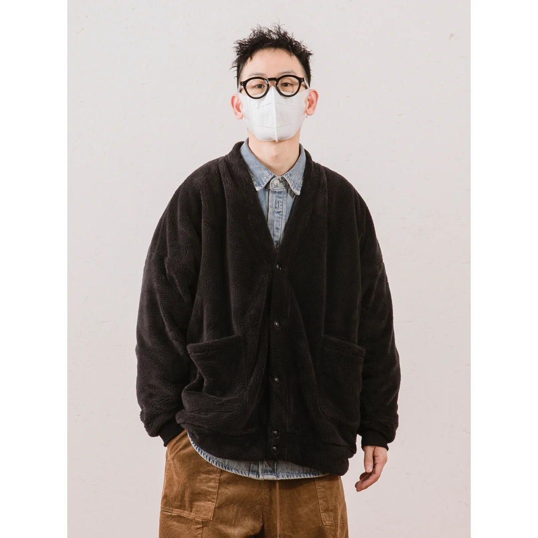 春季新款复古宽松保暖潮流休闲情侣港风日系ins毛绒开衫 LF23287