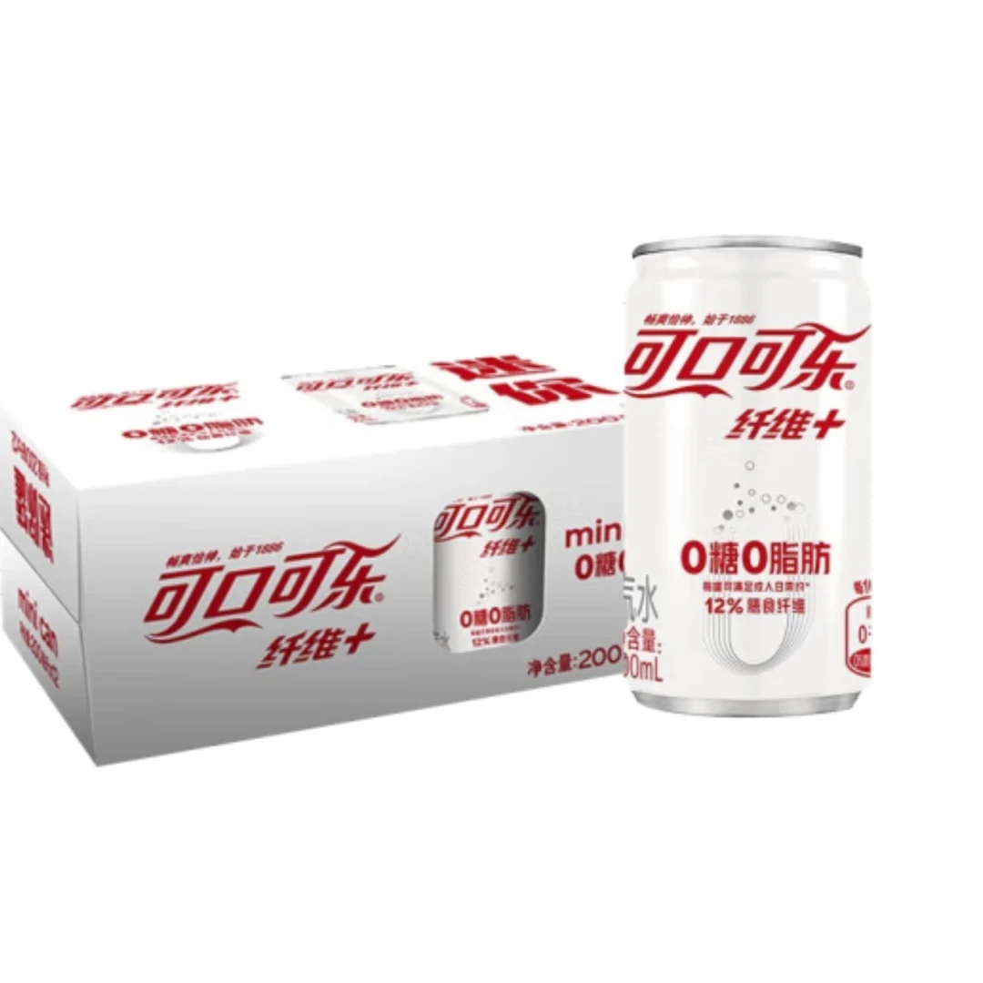 可口可乐纤维+ 0糖0脂碳酸饮料汽水 200ml*12罐 经典罐装畅饮即饮