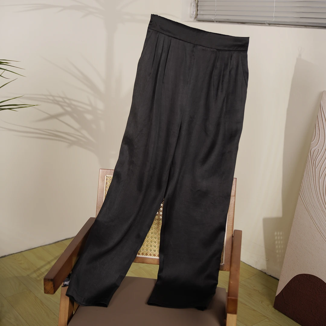 铁皮香云纱桑蚕丝休闲裤小脚裤时尚28姆米 1226