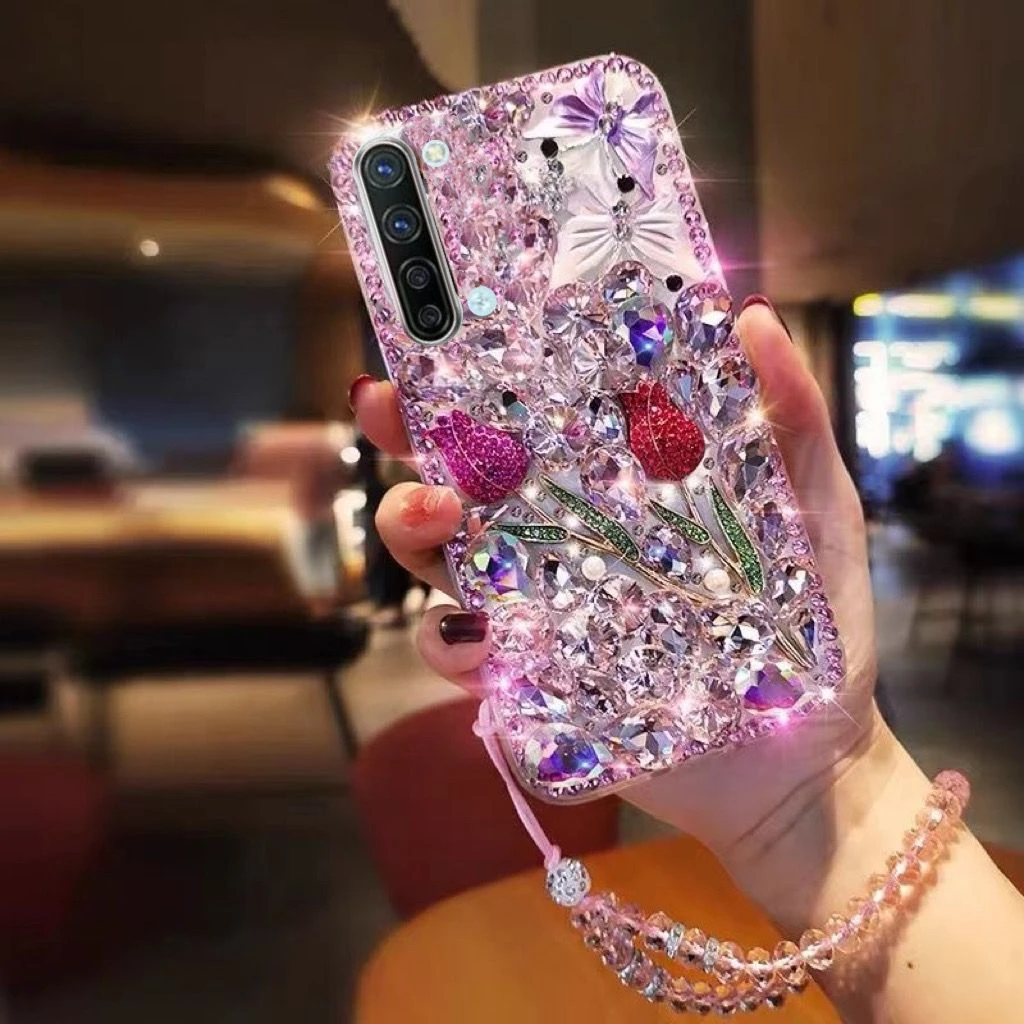 OPPOReno3壳满钻玫瑰花OPPOReno3pro镶钻奢华全包防摔女款3手机壳