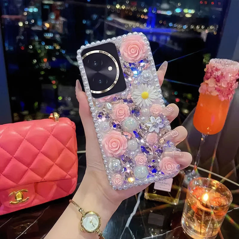 荣耀100手机壳镶钻珍珠Honor100Pro保护套高级感5G个性全包防摔软