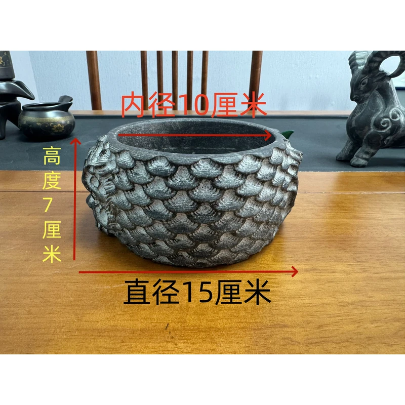 山西桌面双龙头石盆