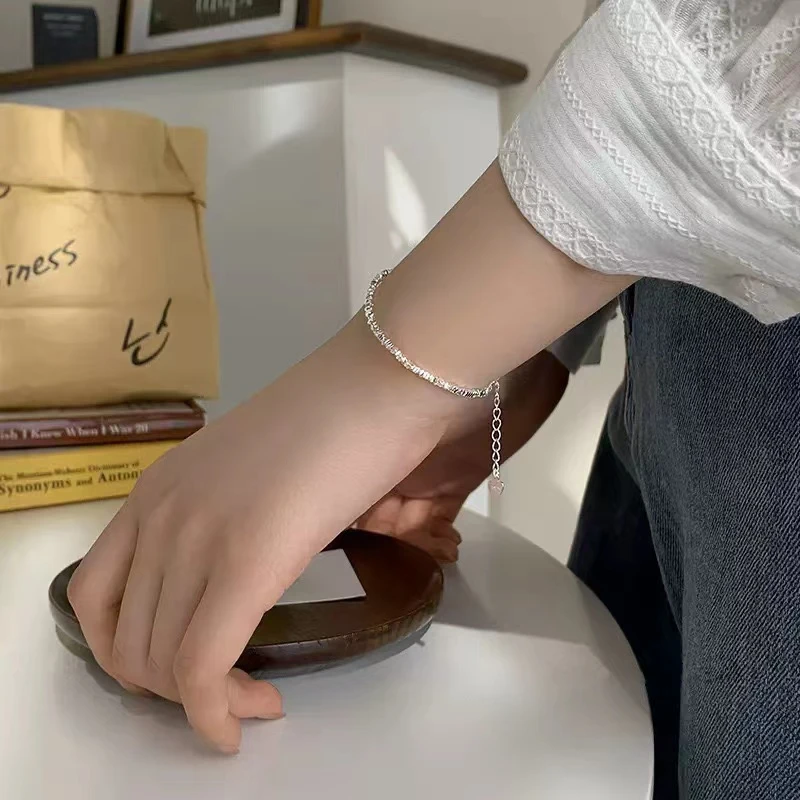 足银手链 999足银碎银几两纯银手链女小众ins素款轻奢时尚设计感