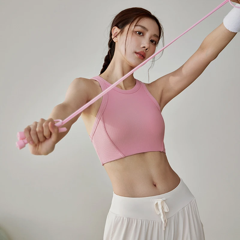 璎珞防震运动内衣女一体杯透气外穿跑步美背瑜伽服背心健身文胸