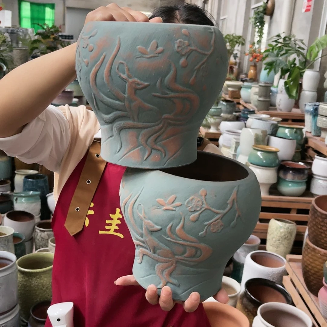 紫砂花盆高度18口径16