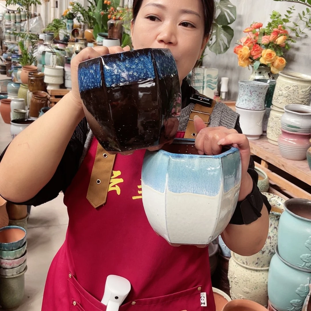 紫砂花盆高度16口径14