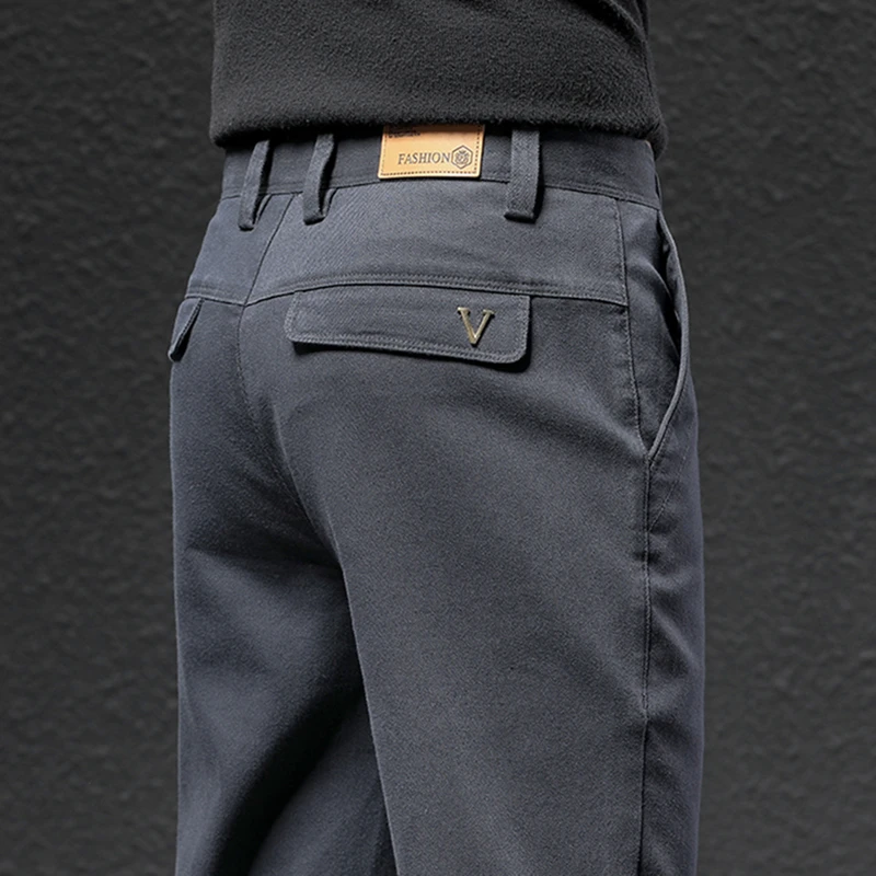 香港2023秋冬新款高端休闲裤男士弹力修身直筒高档商务西装长裤子