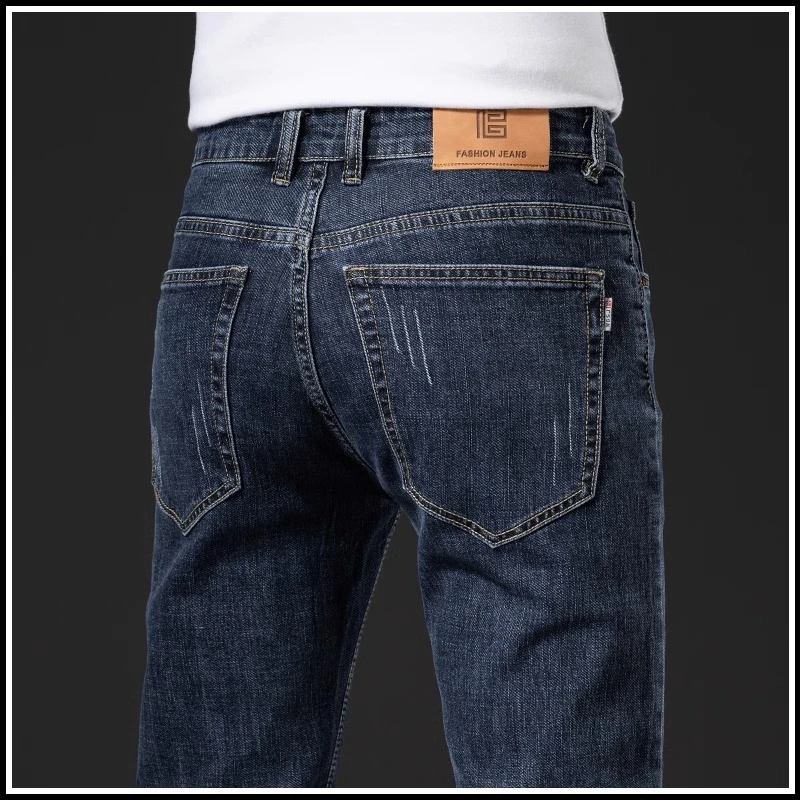 香港2024秋冬新款高端牛仔裤男士修身直筒弹力百搭潮流休闲长裤子