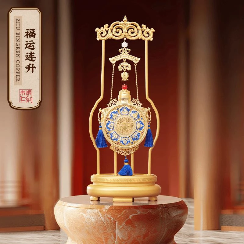 朱炳仁铜《福运连升》新中式美学高档装饰品手工书房摆件财神结婚新