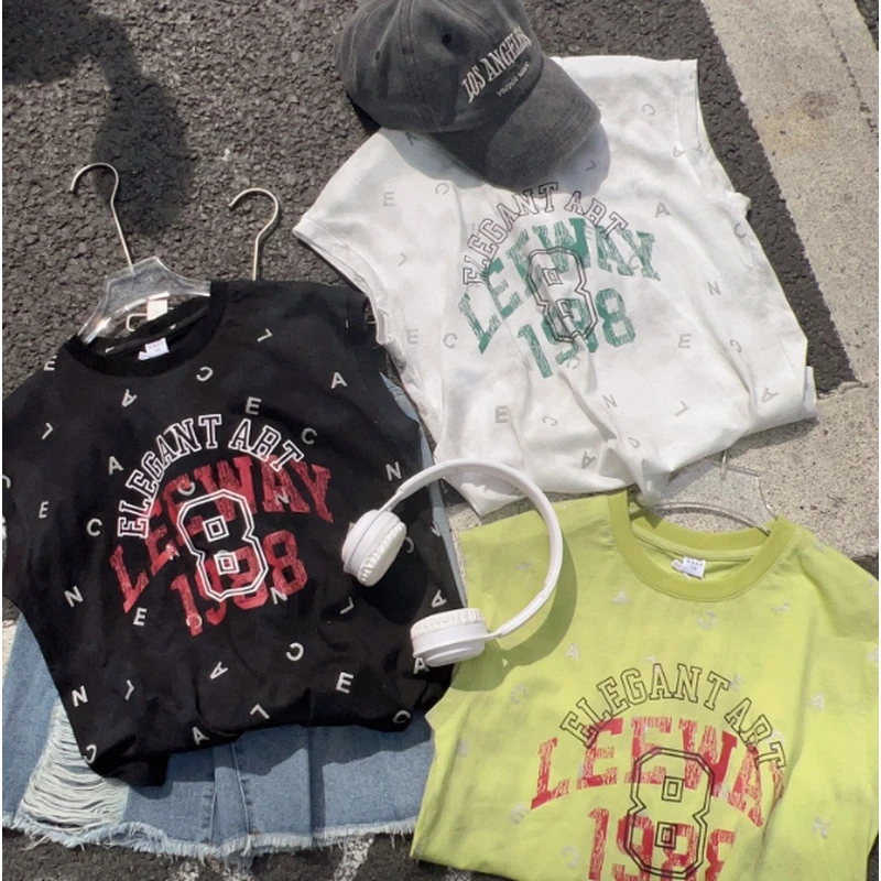 童装中大童夏季无袖百搭时尚韩系潮流印花圆领背心 15552