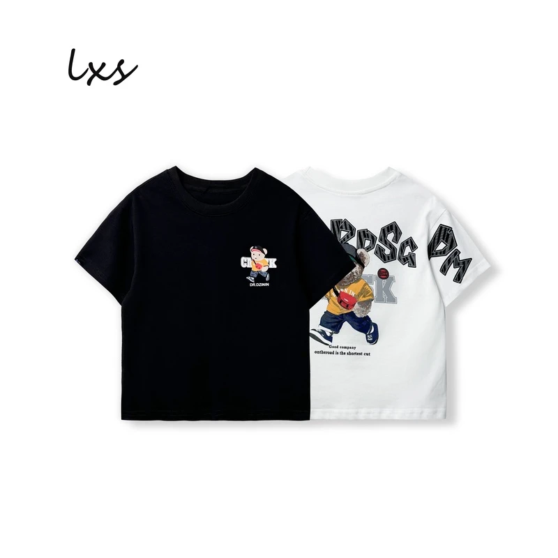 舅舅严选童装宝宝圆领短袖夏季新款韩版时尚百搭潮流小熊图C88329