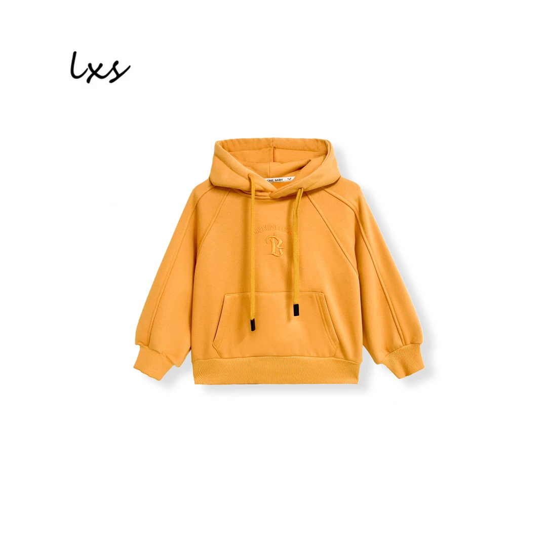 舅舅严选童装冬季韩版时尚百搭休闲潮流儿童加绒套头连帽卫衣Q512