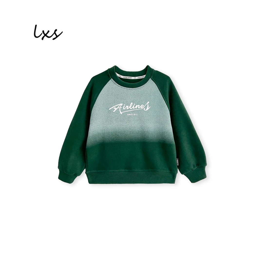 抓毛薄绒童装秋冬韩版宽松百搭字母印花长袖儿童圆领套头卫衣Q298