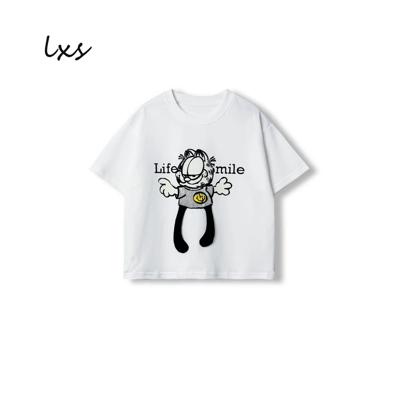 童装现货男童夏季款时尚百搭白色动漫卡通圆领短袖C88253夏款宽松