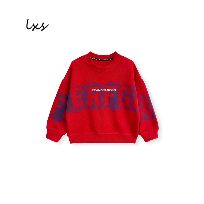 童装秋季儿童韩版宽松百搭字母印花长袖儿童圆领男童套头卫衣Q352