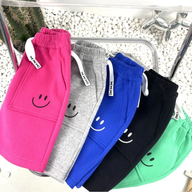 舅舅严选童装儿童夏季宽松针织五分短裤韩版休闲笑脸短裤 H202309