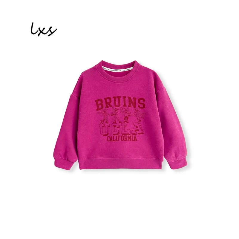 抓毛薄绒童装秋冬韩版宽松百搭卡通印花长袖儿童圆领套头卫衣Q317