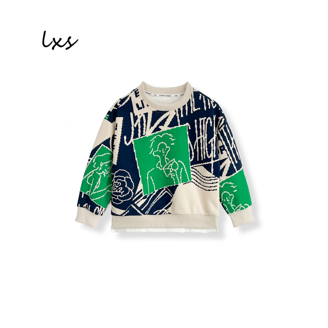 舅舅严选童装秋款韩版百搭休闲潮流长袖儿童圆领套头卫衣Q176