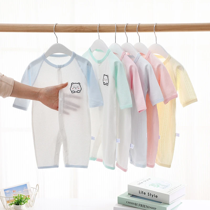 婴幼儿夏季薄款连体衣A类宝宝哈衣睡衣爬服长袖空调服新生儿衣服