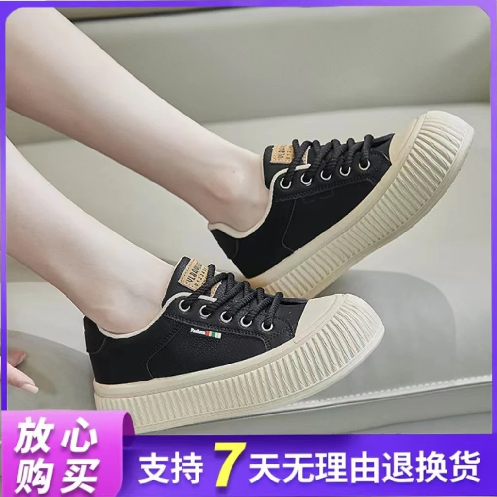 小白鞋女饼干鞋2023秋季新款韩版女学生厚底增高运动板鞋潮休闲鞋