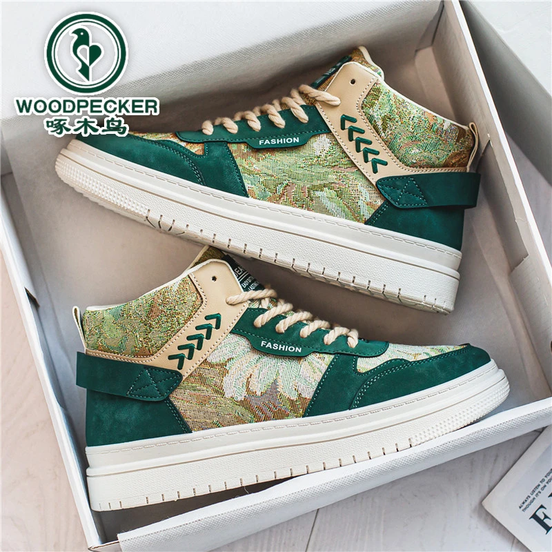 woodpecker/啄木鸟高帮男鞋春季新款秘密森林休闲运动板鞋男网红