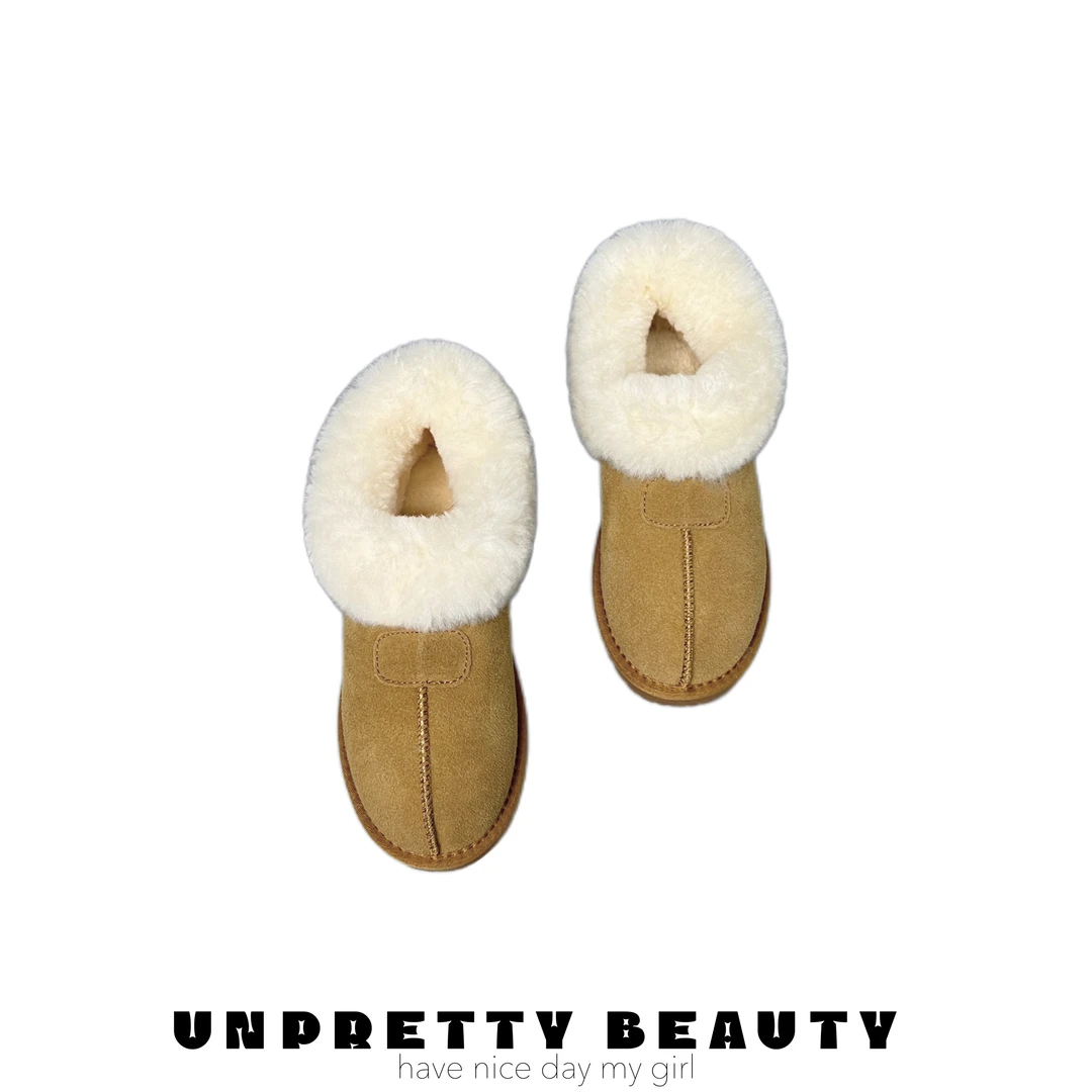 今婷韩版休闲舒适时尚加厚秋冬百搭毛毛拖鞋短筒雪地靴-HT23T001