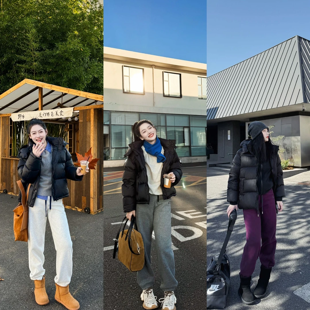 今婷【厚墩墩卫裤】韩版舒适感三角设计加绒加厚束脚卫裤-H24401335