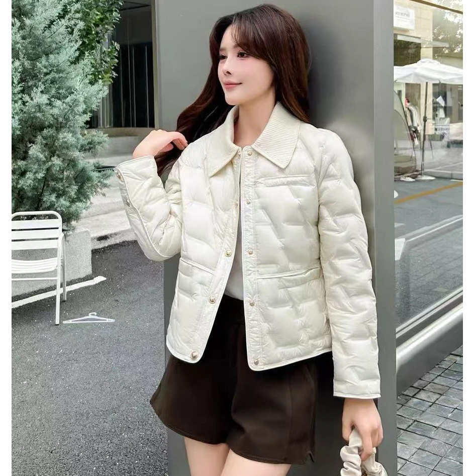 2024年冬季新款简约通勤短款棉服女装休闲百搭气质小香风外套