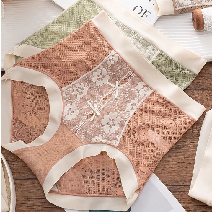 简约高腰舒适大码性感透气少女提臀亲肤蕾丝薄款内裤女士C9697