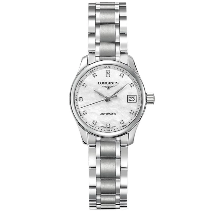 99新 Longines/浪琴 名匠128/机械/贝母钻刻/表径25.5mm/女士腕表