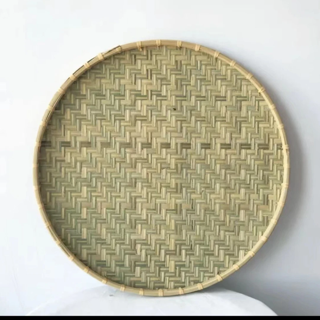 66厘米白藤锁边簸箕竹青皮手工编织家用无孔平底凉晒竹匾竹制品