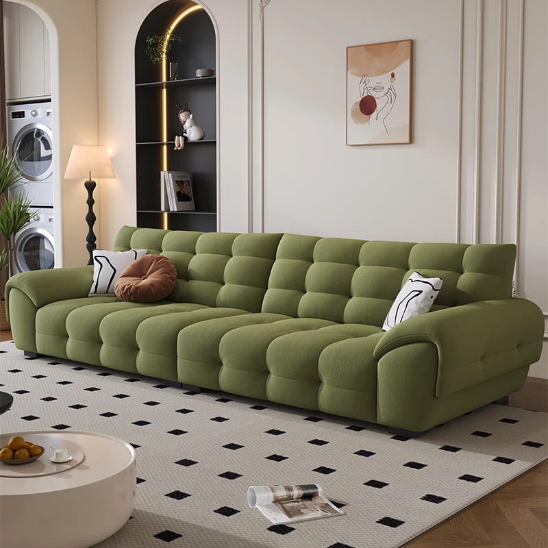 帝诺懿牛奶绒布沙发大中小户型客厅家用直排多人位奶油风布艺沙发