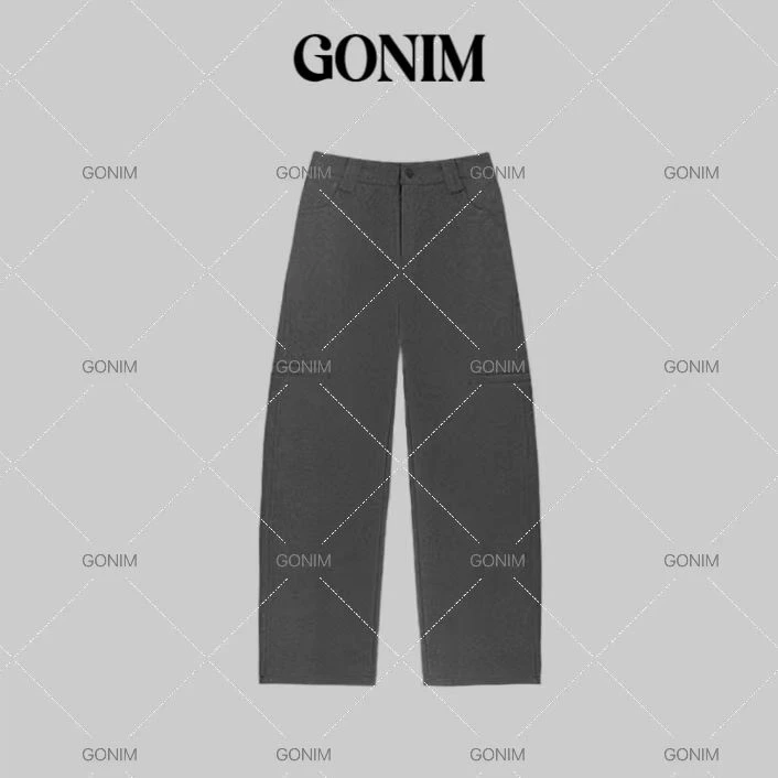 Gonim·“维加斯”2024秋冬新款时尚百搭毛呢高级感弯刀女高腰裤子
