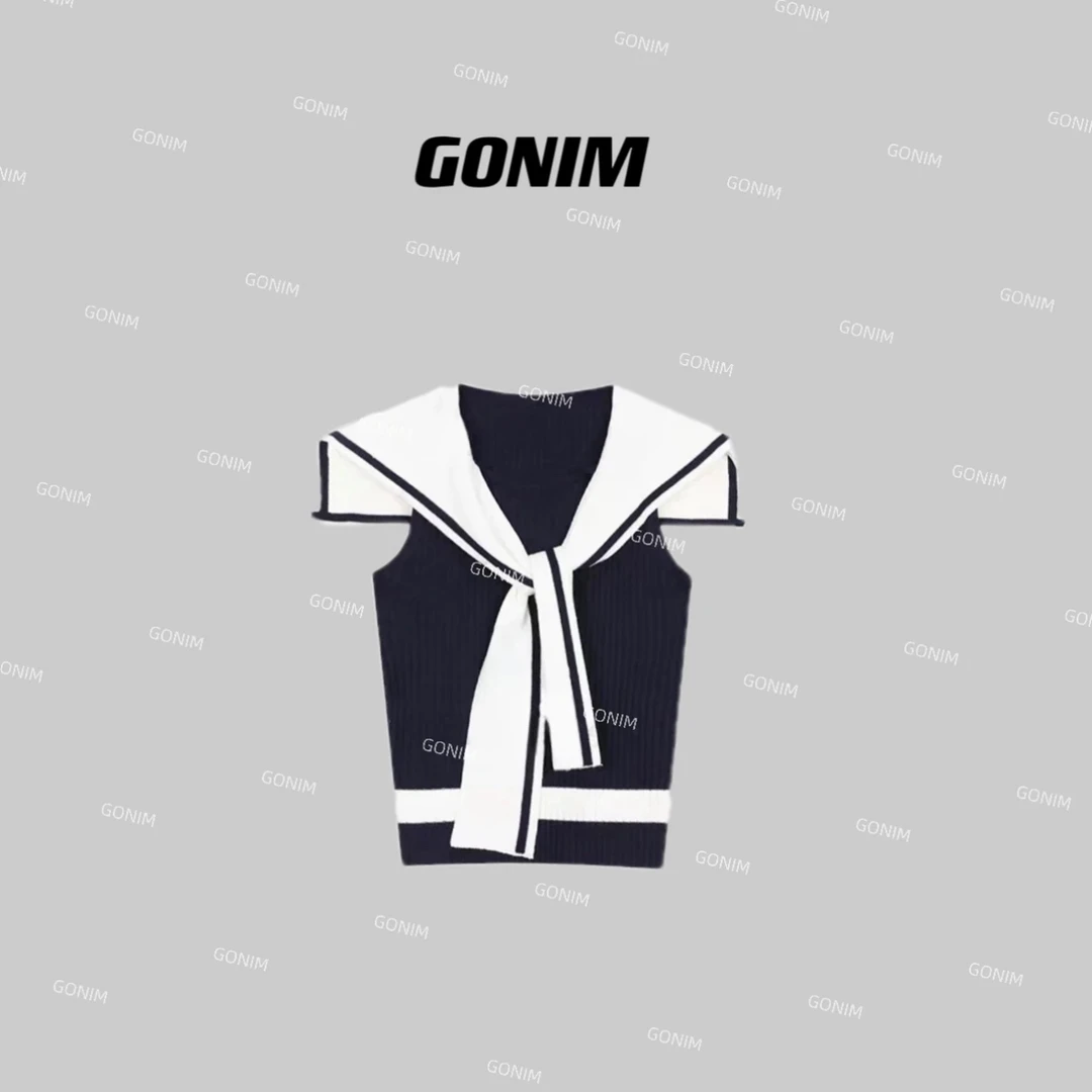 Gonim· "重返十八岁"海军吊带背心气质时尚百搭夏季简约条纹撞色