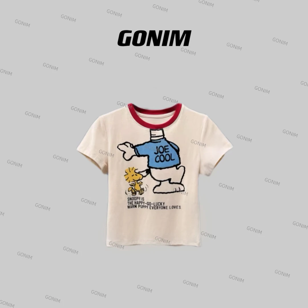 Gonim· "童心趣味"百搭夏季上衣时尚休闲短袖女士T恤圆领设计师