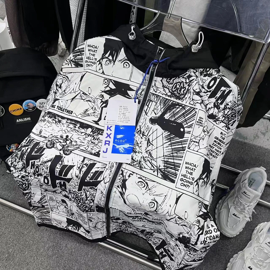 2008 卡通动漫黑 青少年潮牌休闲百搭潮流时尚卡通秋款外套