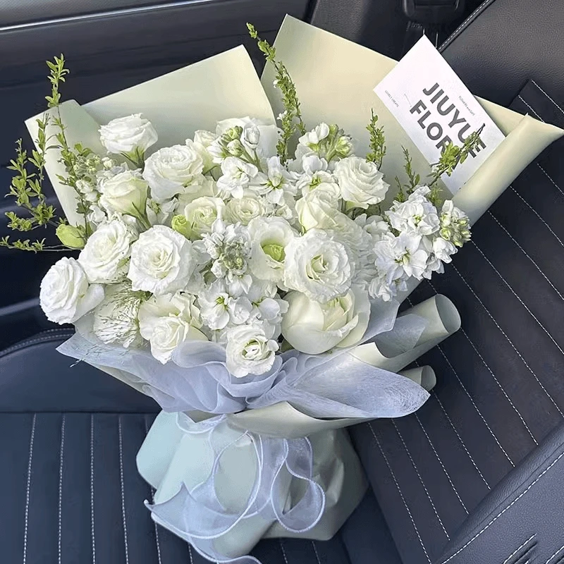 【情人节花束】洋桔梗白玫瑰花束鲜花速递女男友鲜花同城配送附近