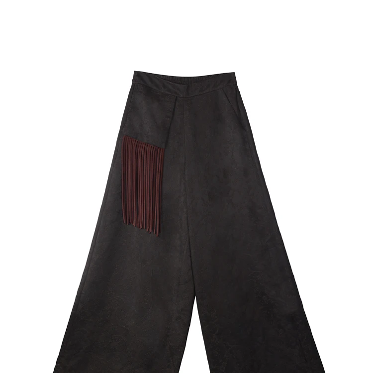 【鎏金】重磅提花缎织金香云纱阔腿裤CD2167635