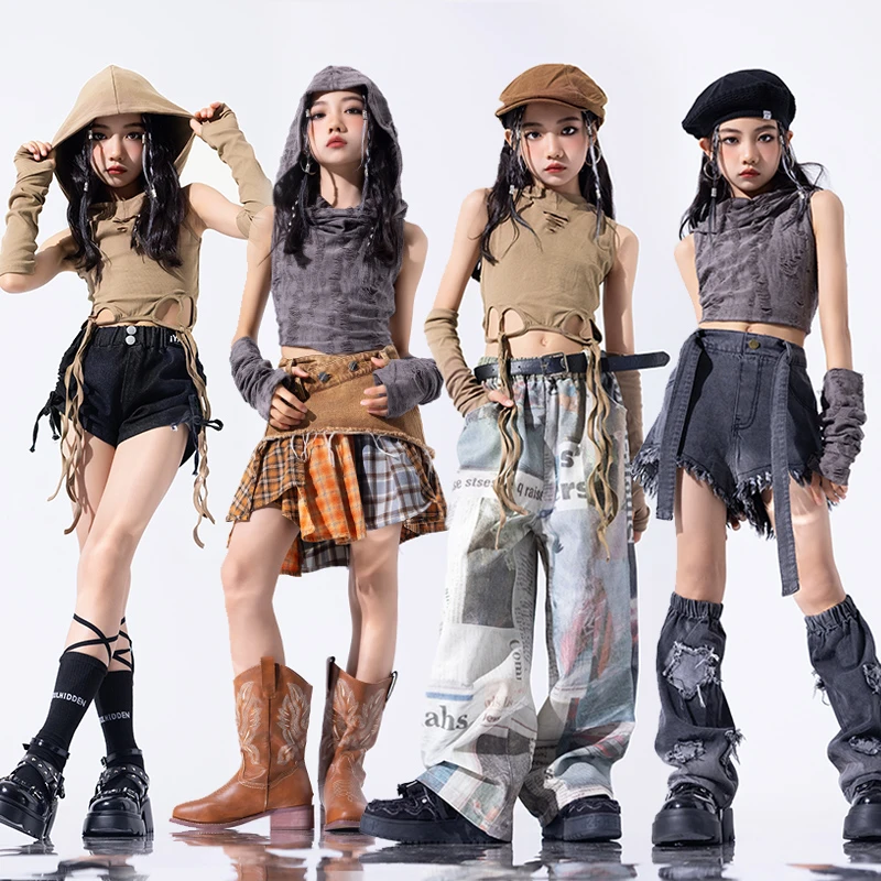 少儿爵士舞演出服女童服装时髦儿童沙丘废土风走秀潮服jazz套装