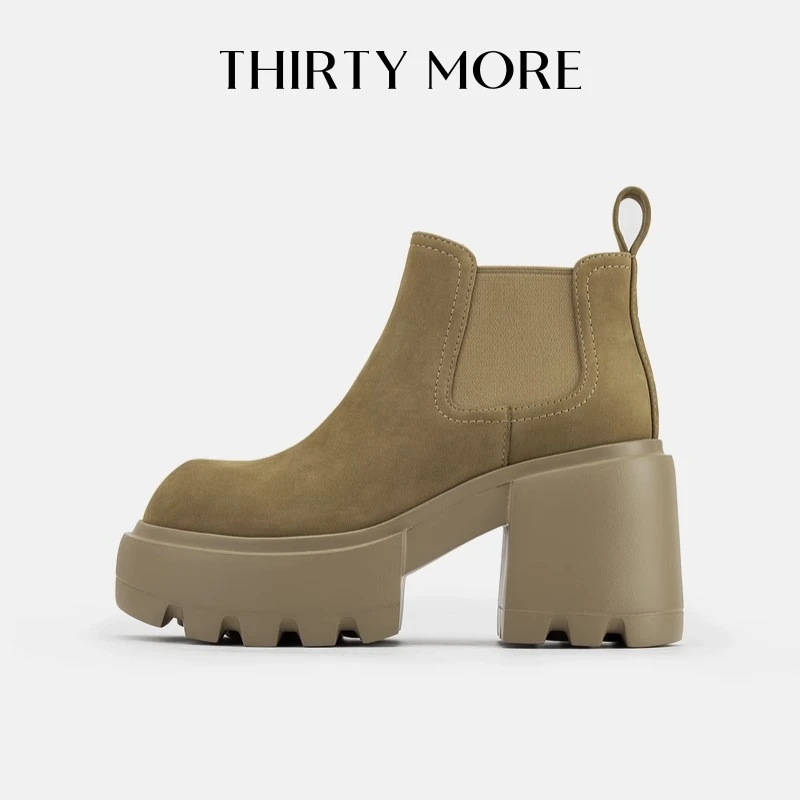 【慕斯蛋糕】Thirty More复古切尔西短靴2025早秋新款增高短筒靴