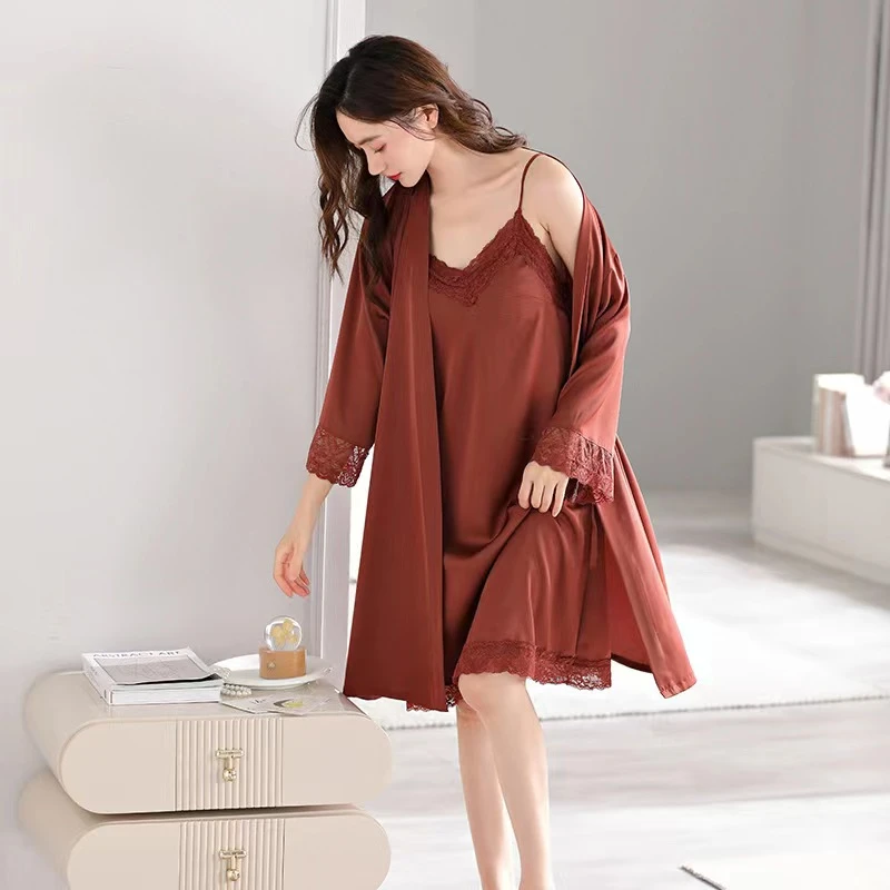 2024新款大码女春秋夏性感冰丝火辣薄款高级感纯欲风蕾丝吊带睡衣