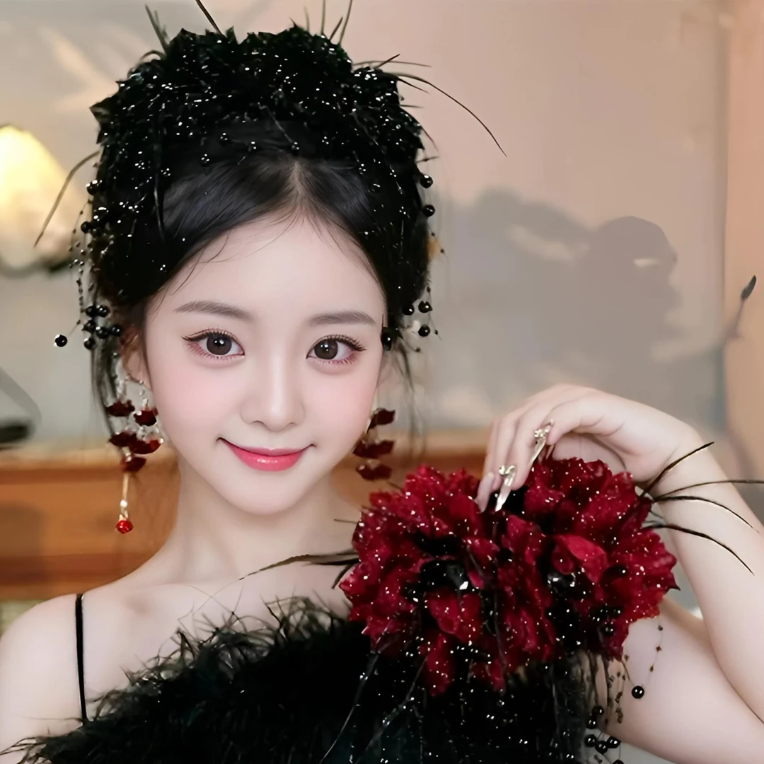 韩式复古港风亮闪花朵抓夹网红百搭时尚大版鲨鱼夹显发量头饰发夹