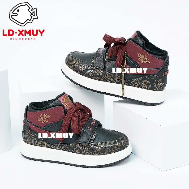 【金箍棒】2024秋冬新款儿童鞋男童AJ板鞋儿童节女童软底高帮加绒