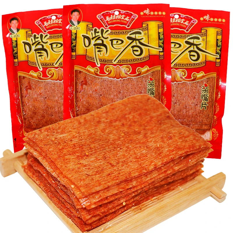 毛劲松嘴巴香辣条8090后儿时怀旧麻辣小零食小吃亲嘴片老式大辣片