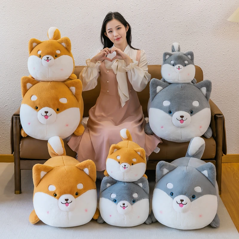 新款哈士奇柴犬抱枕趴款毛绒玩具大号床上超软抱枕情人节生日礼物