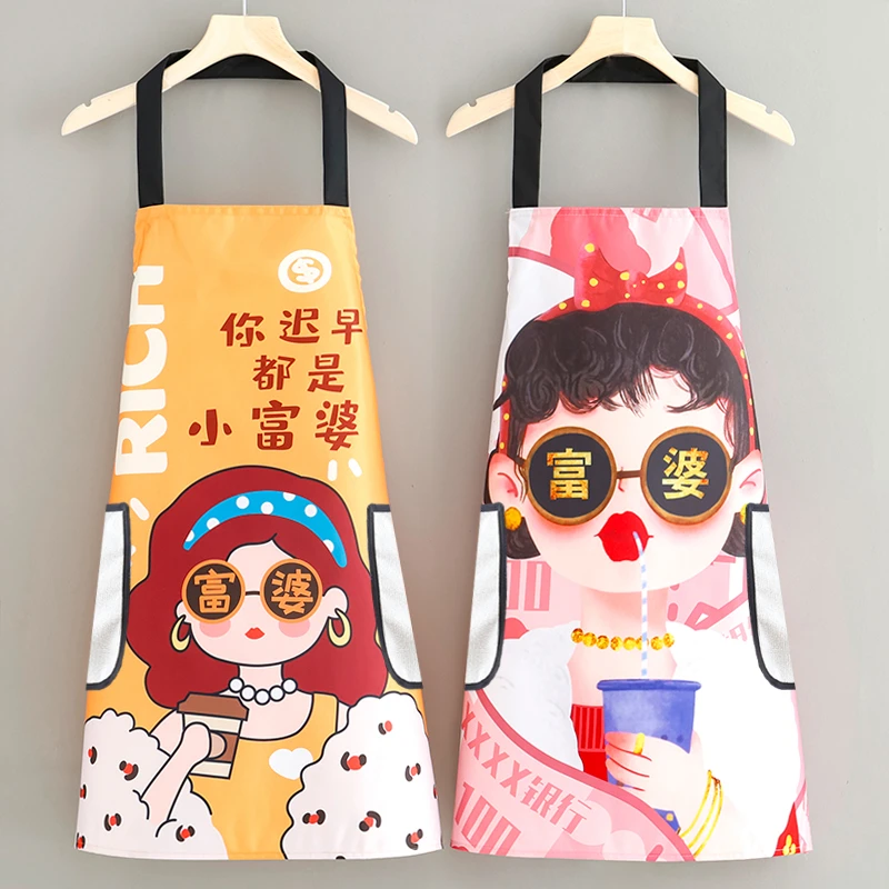 大人时尚防水防油围裙做饭家用围腰反穿擦手日系工作服男女同款